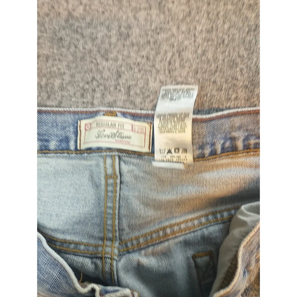 Levi Strauss Signature Mens Regular Fit Light Wash Distressed Star Jeans 40x26